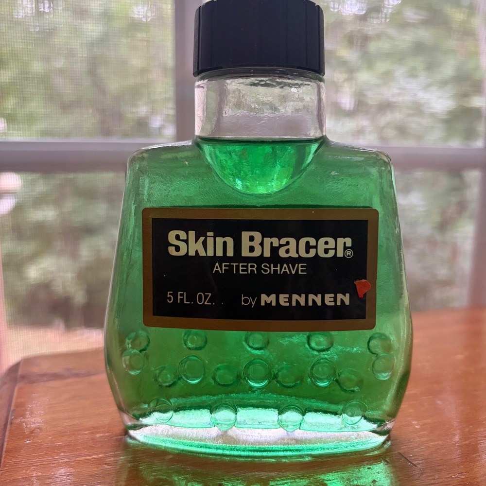 Vintage Mennen Skin Bracer After Shave 5 fl oz Glass Bottle Green Retro